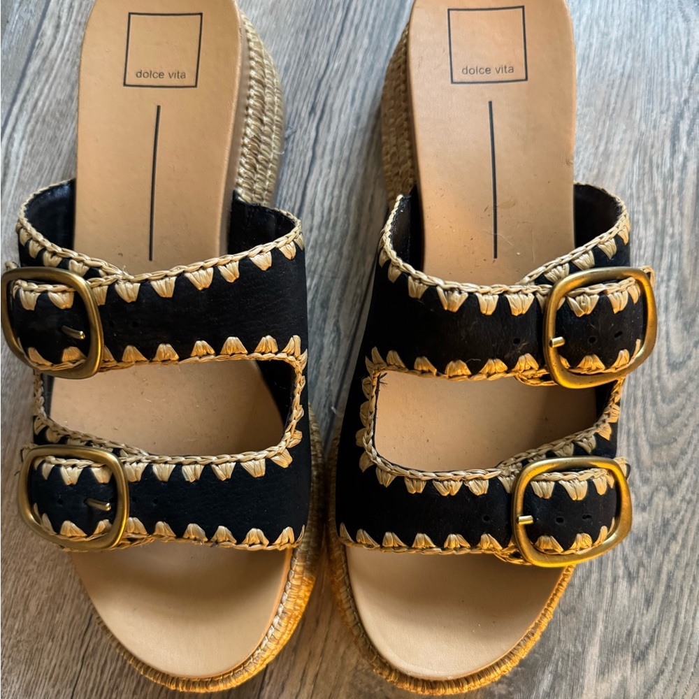 Dolce Vita Leather Double Buckle Sandals - Wanika